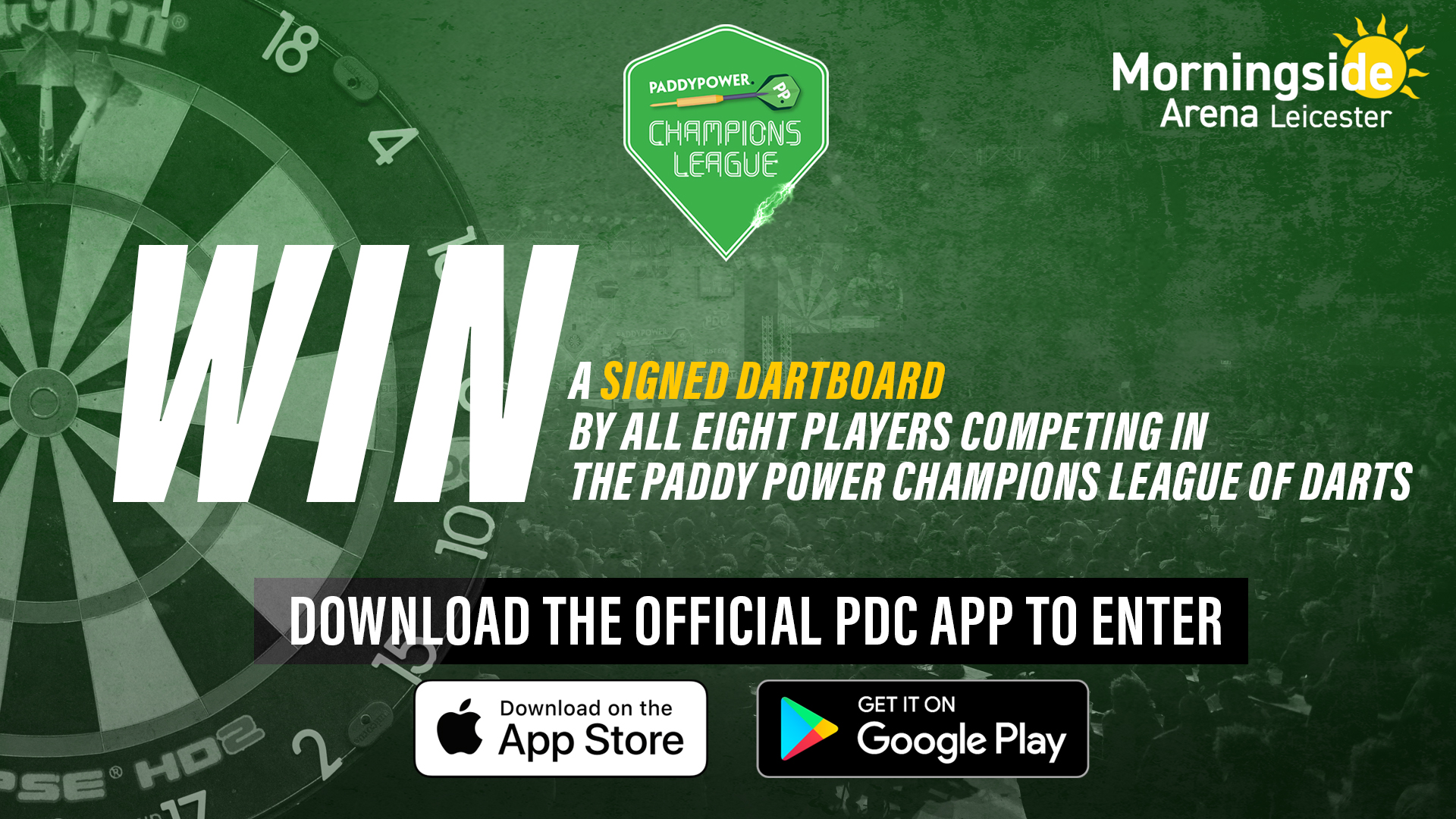 Win an official signed Champions League dartboard PDC